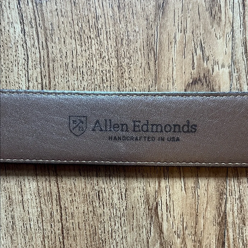 Allen Edmonds Brown Leather Dress Belt with Silver Buckle